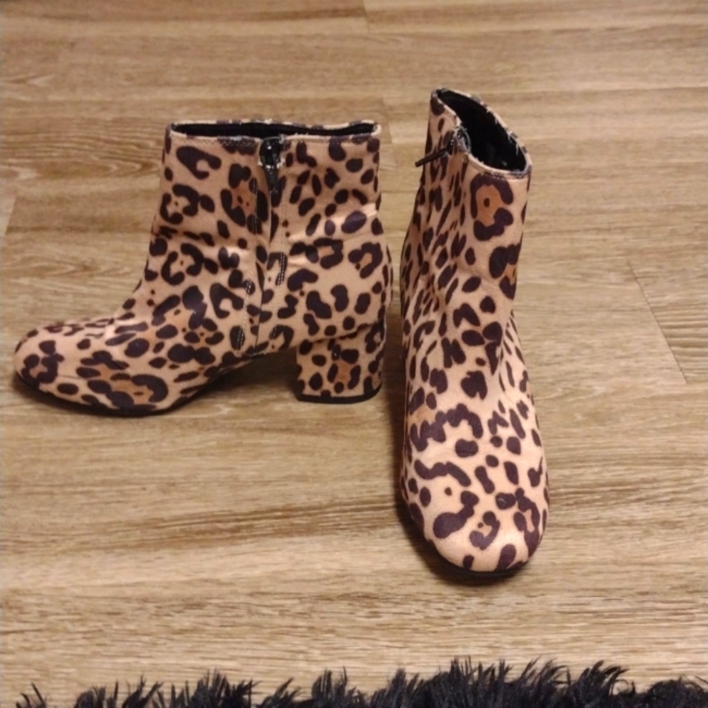 Cheetah print high heel boots